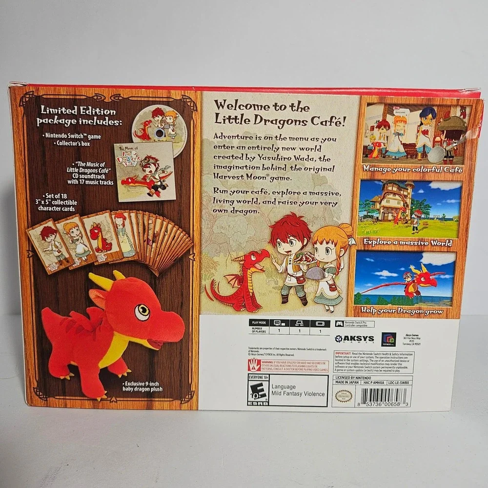 Little Dragons Cafe Limited Edition Nintendo Switch Game Plush Cards NO GAME